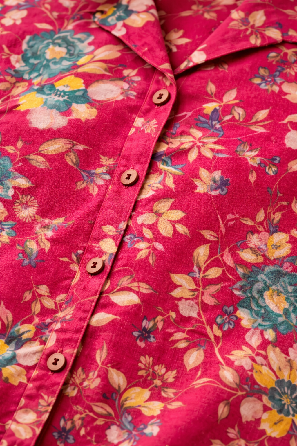 Pink Floral Printed Co-Ord Set – Collar Neck Straight Pant Casual Wear