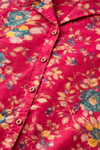 Pink Floral Printed Co-Ord Set – Collar Neck Straight Pant Casual Wear