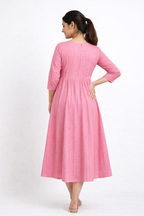 Pink Cotton Maternity Dress – Comfortable Pregnancy Kurti for Daily Wear