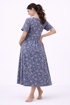 Ash Grey Floral Cotton Blend Maternity Dress