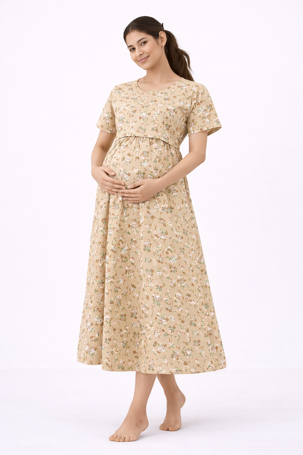 Sandal Floral Cotton Blend Maternity Dress
