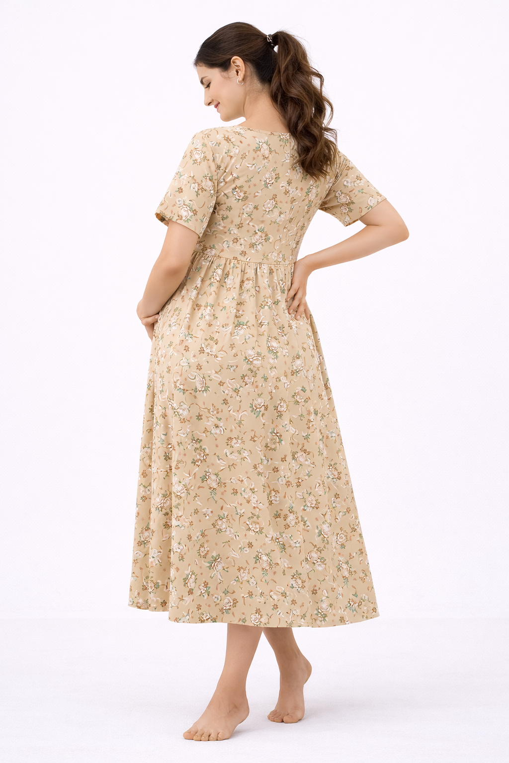 Sandal Floral Cotton Blend Maternity Dress