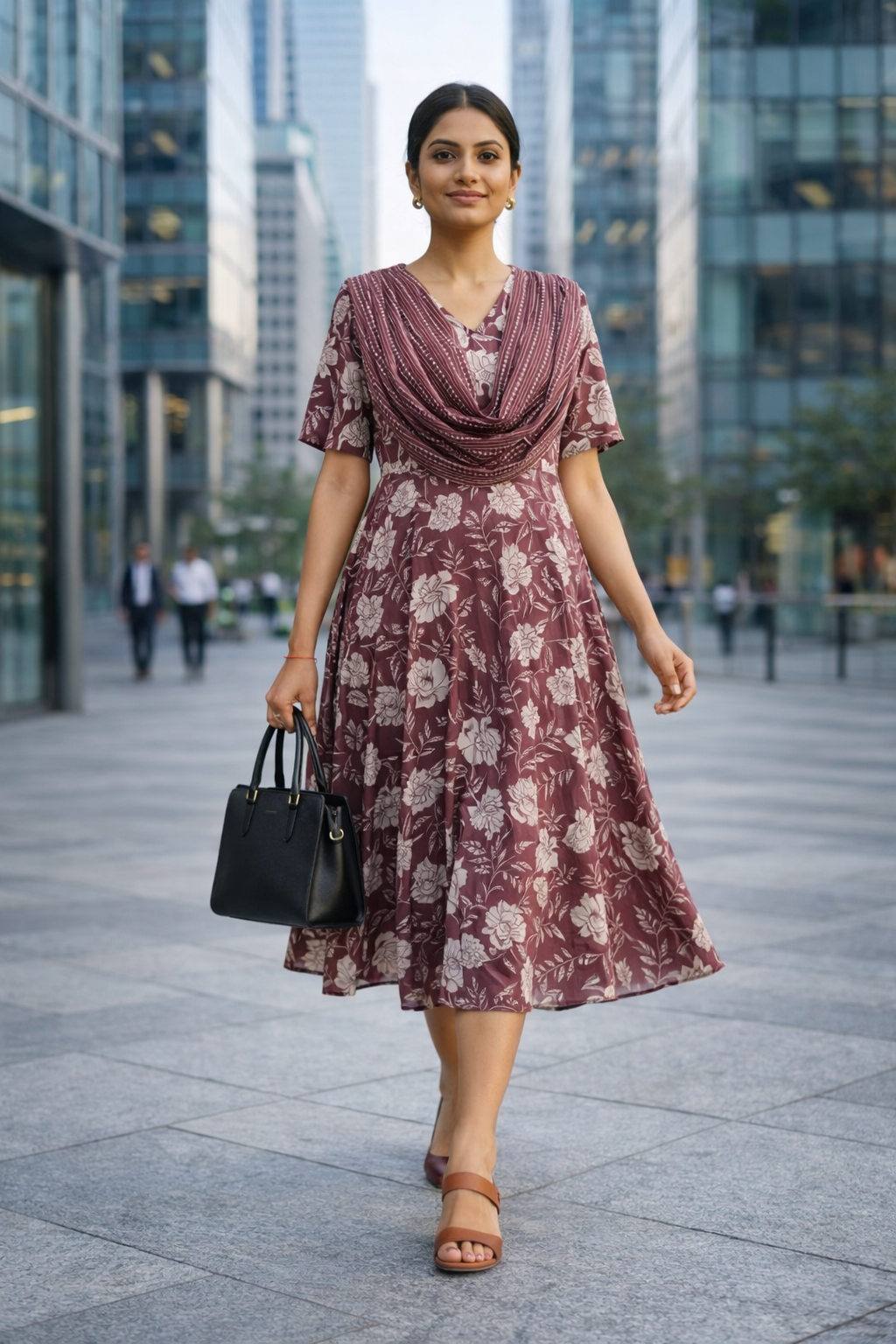 Onion Pink Cotton Maternity Kurti with Centre Zip & Dupatta Style – Umbrella Fit Feeding Wear