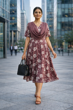 Onion Pink Cotton Maternity Kurti with Centre Zip & Dupatta Style – Umbrella Fit Feeding Wear