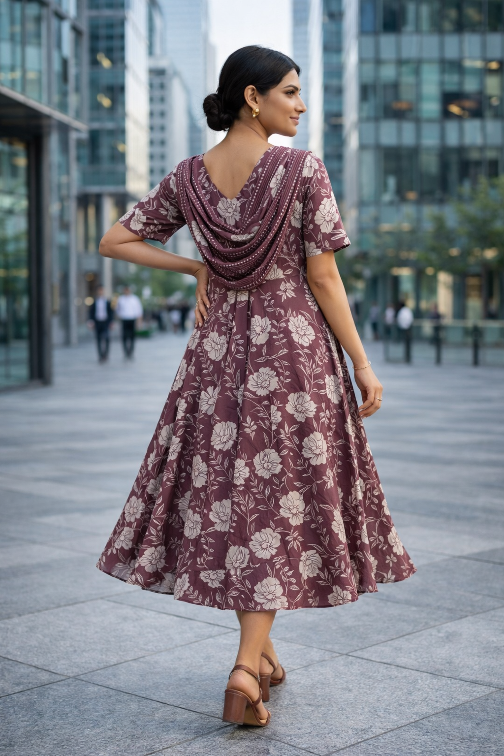 Onion Pink Cotton Maternity Kurti with Centre Zip & Dupatta Style – Umbrella Fit Feeding Wear