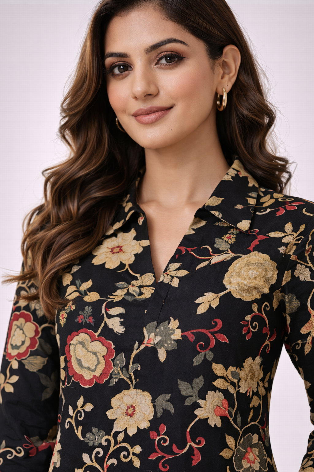 Women’s Collar Neck Co-Ord Set with Patiala Pant – Vatican Fabric Regular Wear