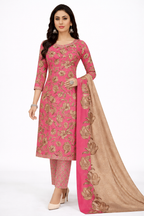 Elegant Pink Floral Printed Salwar Suit Set with Dupatta