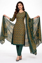 Elegant Green Printed Salwar Suit Set with Dupatta