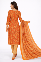 Stylish Orange Floral Printed Salwar Suit Set with Dupatta