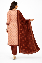 Elegant Brown Printed Salwar Suit Set with Dupatta