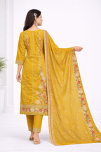 Elegant Mustard Yellow Embroidered Salwar Suit Set with Dupatta