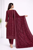 Elegant Maroon Embroidered Salwar Suit Set with Dupatta