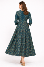 Peacock Blue Maternity Umbrella Kurti with Double Side Invisible Zip