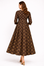 Wooden Brown Maternity Umbrella Kurti with Double Side Invisible Zip
