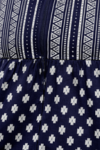 Navy Blue Ethnic Printed Maternity Umbrella Kurti with Double Side Invisible Zip – Cotton Blend Feeding Wear