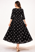Black Maternity Umbrella Kurti with Double Side Invisible Zip – Cotton Blend Feeding Wear