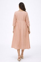 Peach Solid Maternity Kurti with Front Buttons & Double Side Invisible Zip – Cotton Blend Feeding Wear