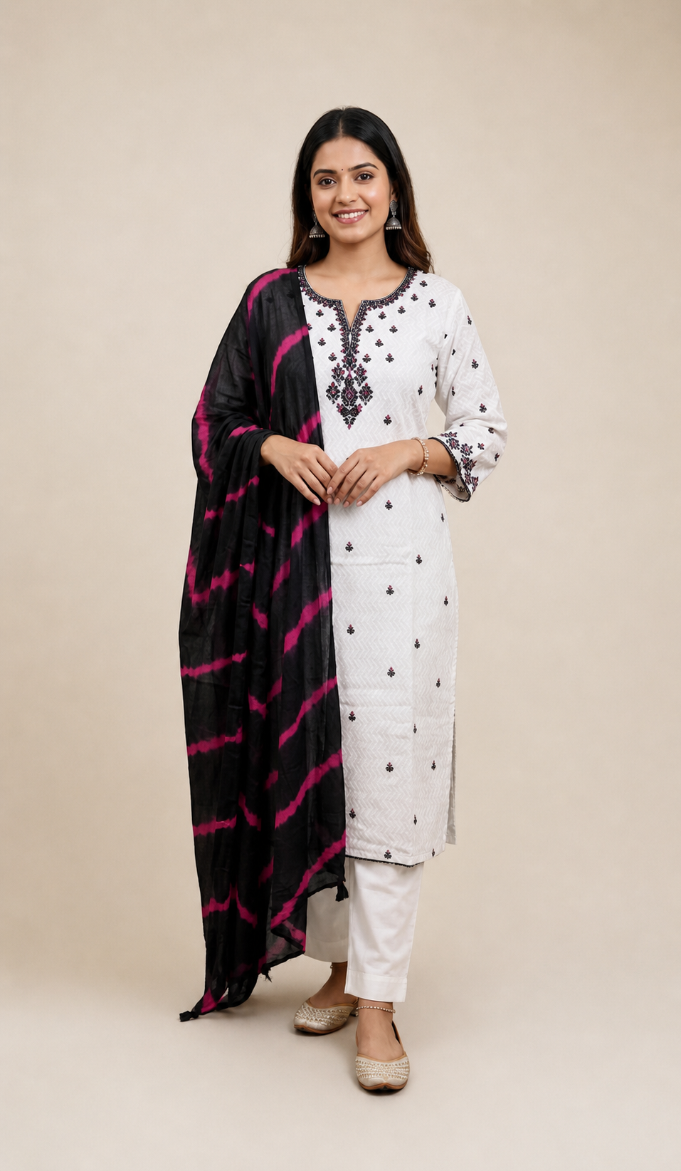Classic White & Black Salwar Suit
