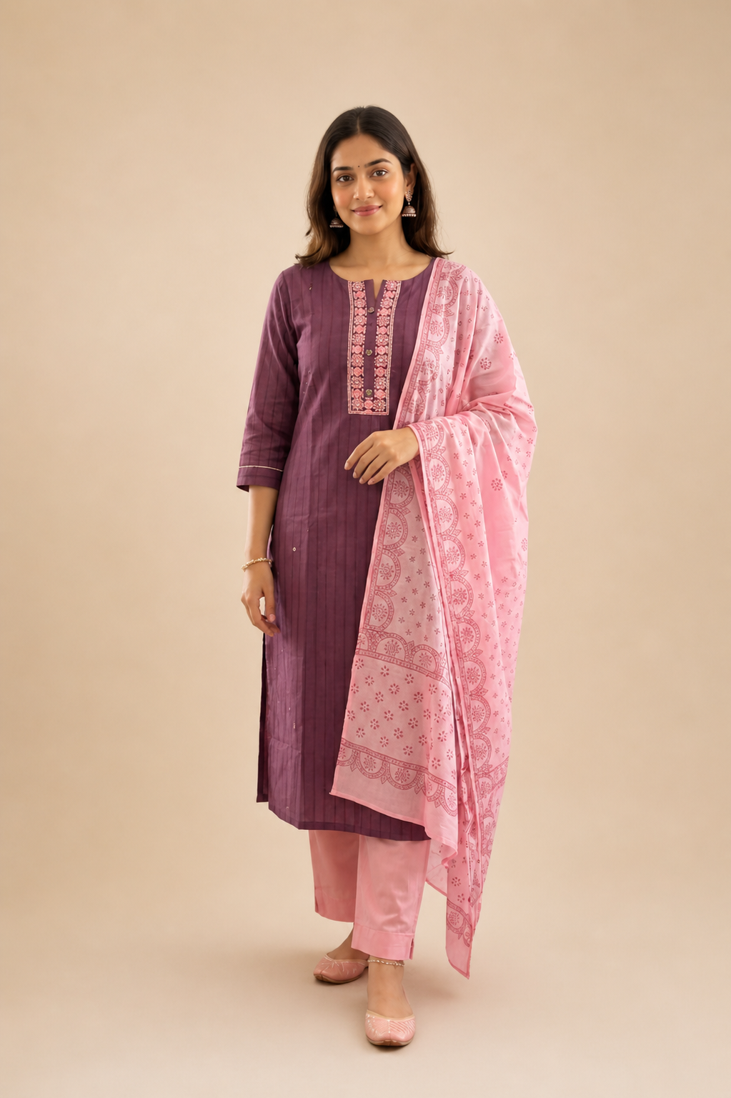 Wine & Blush Pink Salwar Suit
