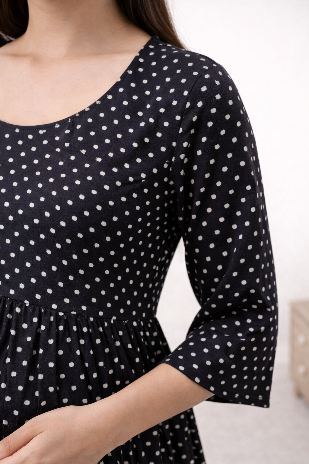 Black Polka Dot Maternity Umbrella Dress with Double Side Invisible Zi – Vembas Shoppie