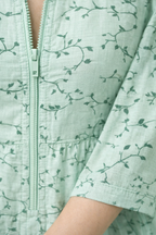 Mint Green Printed Maternity Umbrella Dress with Centre Zip