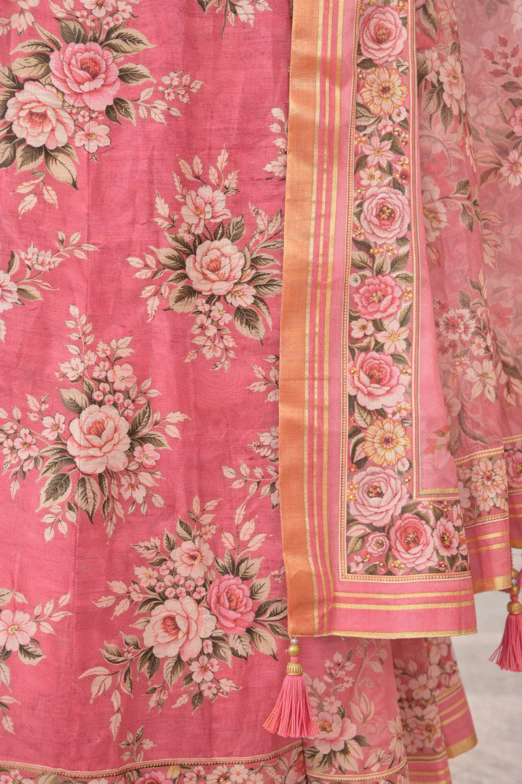 Pink Umbrella Salwar Suit Set with Dupatta