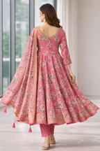 Pink Umbrella Salwar Suit Set with Dupatta