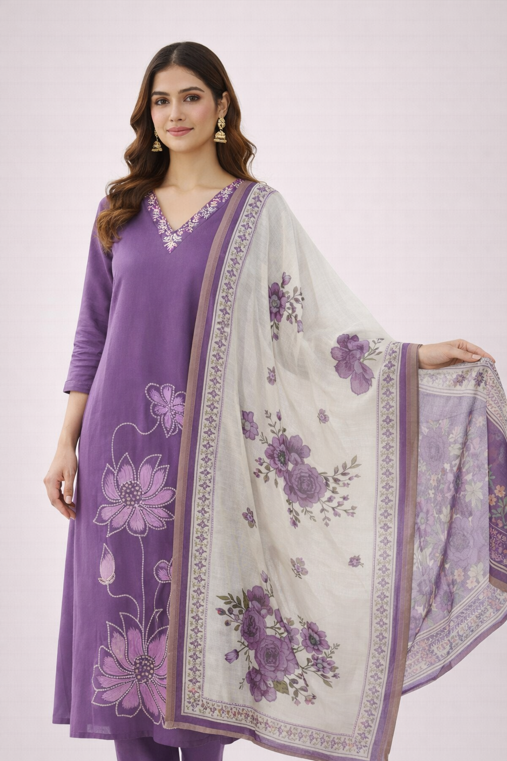 Lavender Vatican Fabric Umbrella Salwar Suit Set