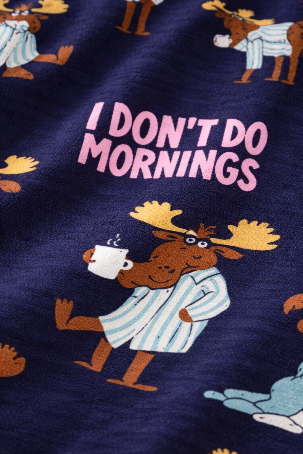 Navy Blue Printed Ladies Track Pant – Cotton Lycra, Elastic Waist with Pocket