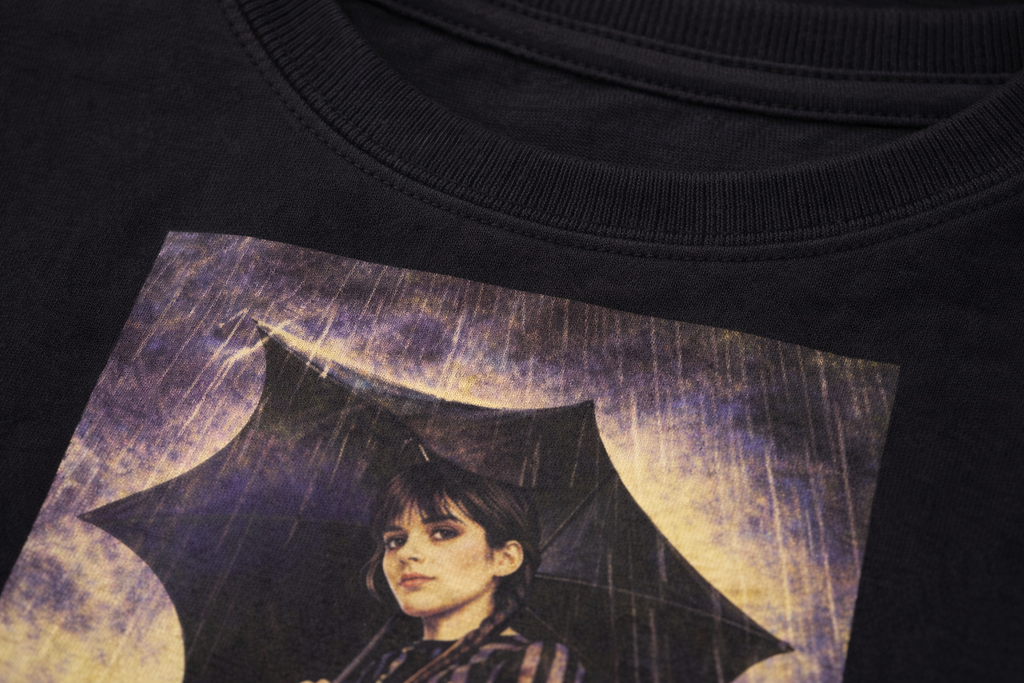 Black Wednesday Graphic T-Shirt for Women | Gothic Character Print Tee