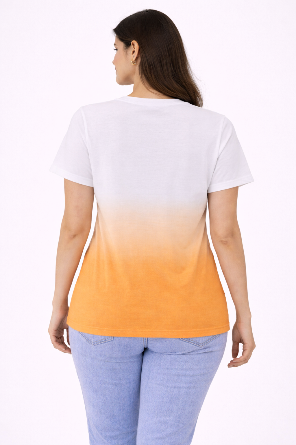 Women White Orange Gradient Cotton T-Shirt | Casual Graphic Tee