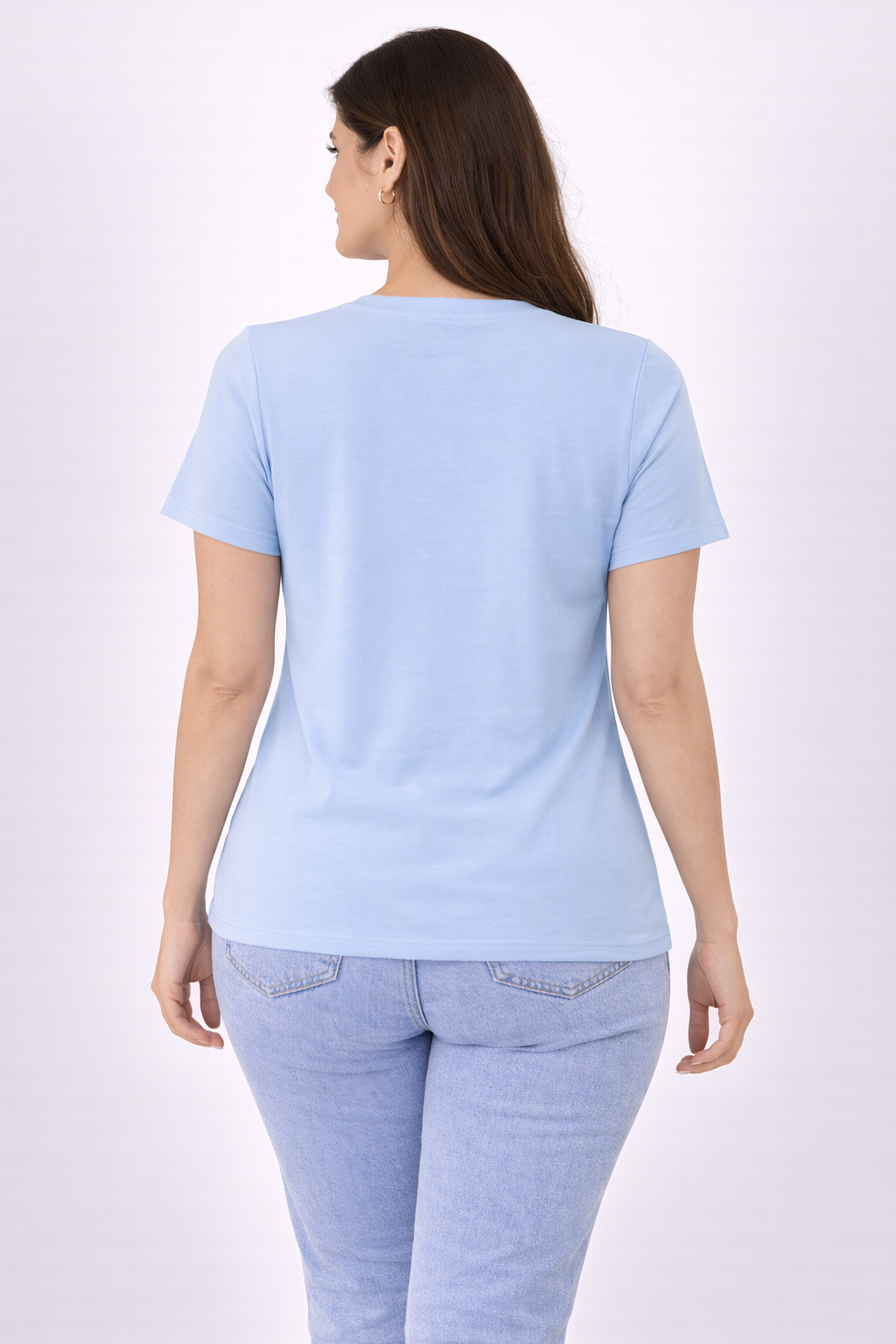 Women Sky Blue Santorini Greece Graphic Cotton T-Shirt | Casual Travel Print Tee