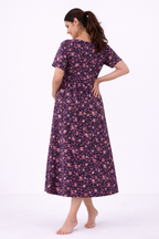 Purple Floral Cotton Blend Maternity Dress