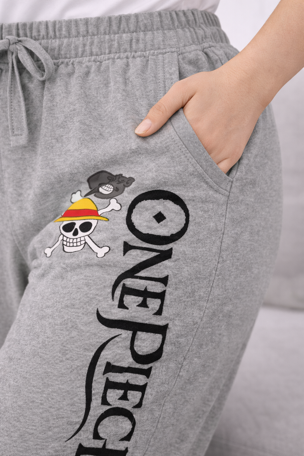 Women’s Gray One Piece Printed Cotton Lycra Track Pant – Elastic Waist Regular Fit