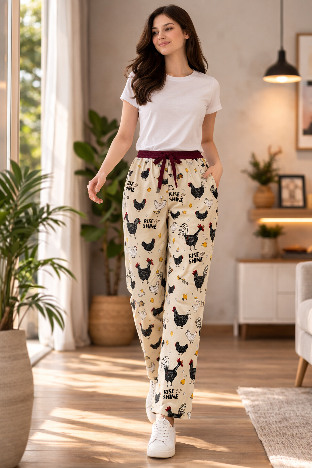 Women’s Light Sandal Printed Cotton Lycra Track Pant with Pockets