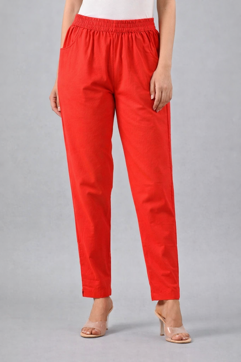 Women’s Red Cotton Lycra Straight Kurta Pant – Regular Wear