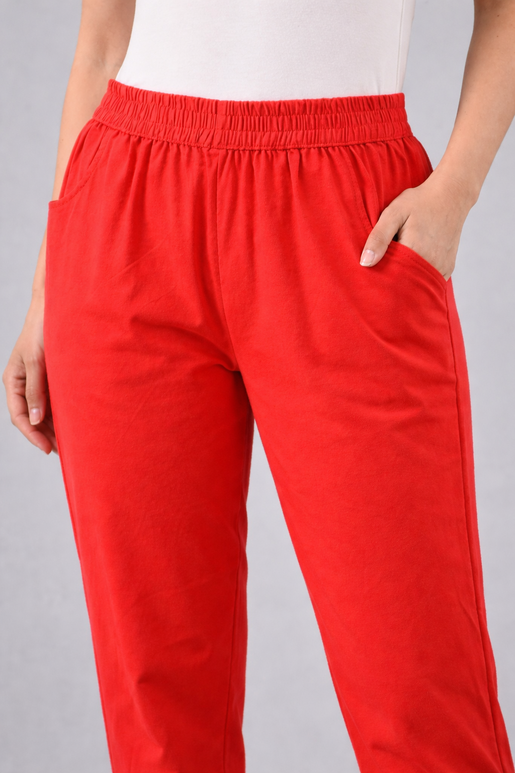 Women’s Red Cotton Lycra Straight Kurta Pant – Regular Wear