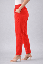 Women’s Red Cotton Lycra Straight Kurta Pant – Regular Wear