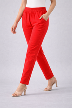 Women’s Red Cotton Lycra Straight Kurta Pant – Regular Wear
