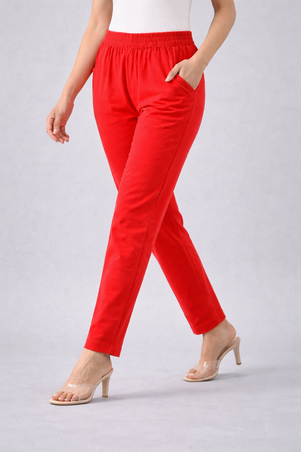 Women’s Red Cotton Lycra Straight Kurta Pant – Regular Wear