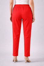 Women’s Red Cotton Lycra Straight Kurta Pant – Regular Wear