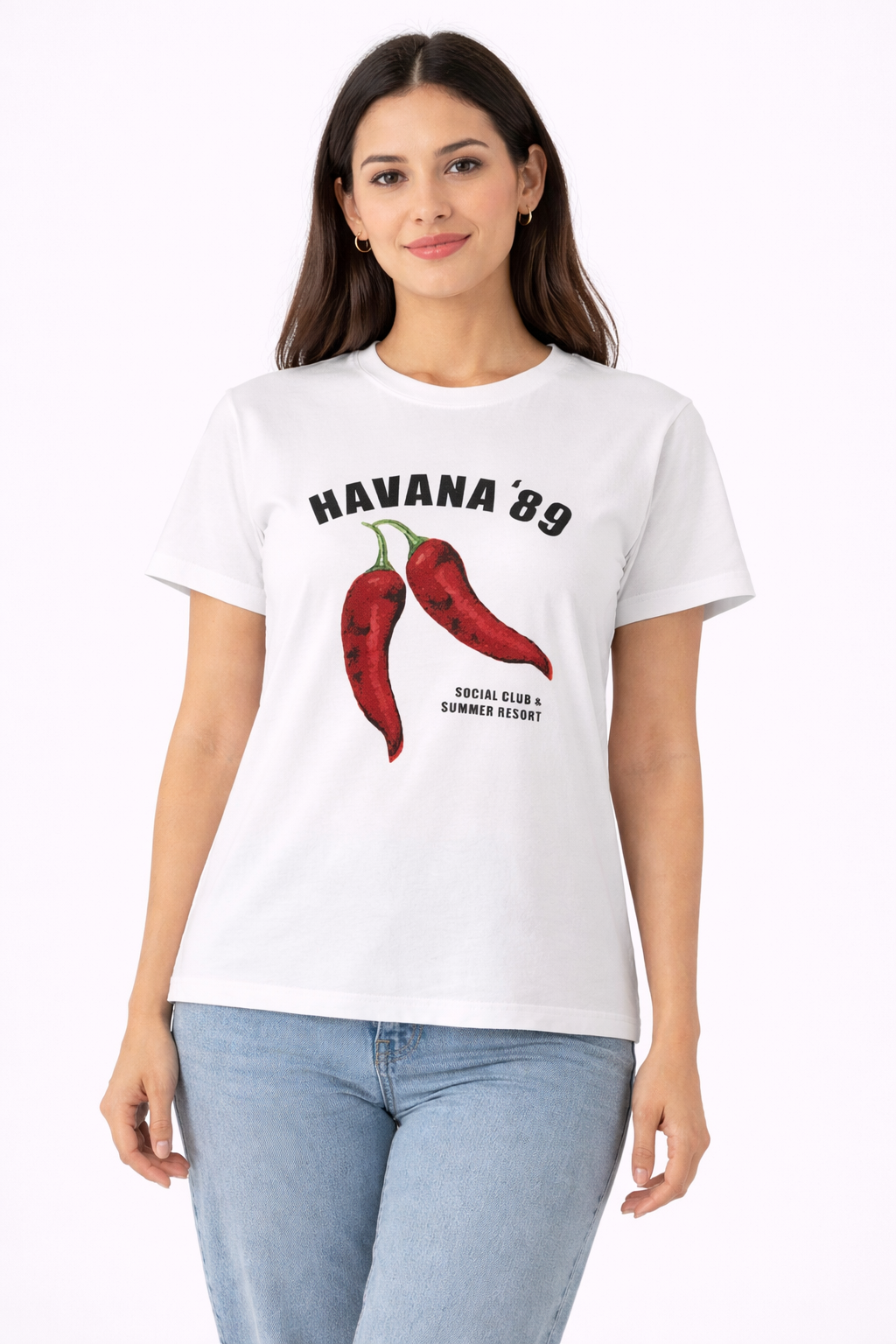 Women’s White “Havana ’89” Graphic T-Shirt – Resort Inspired Casual Top