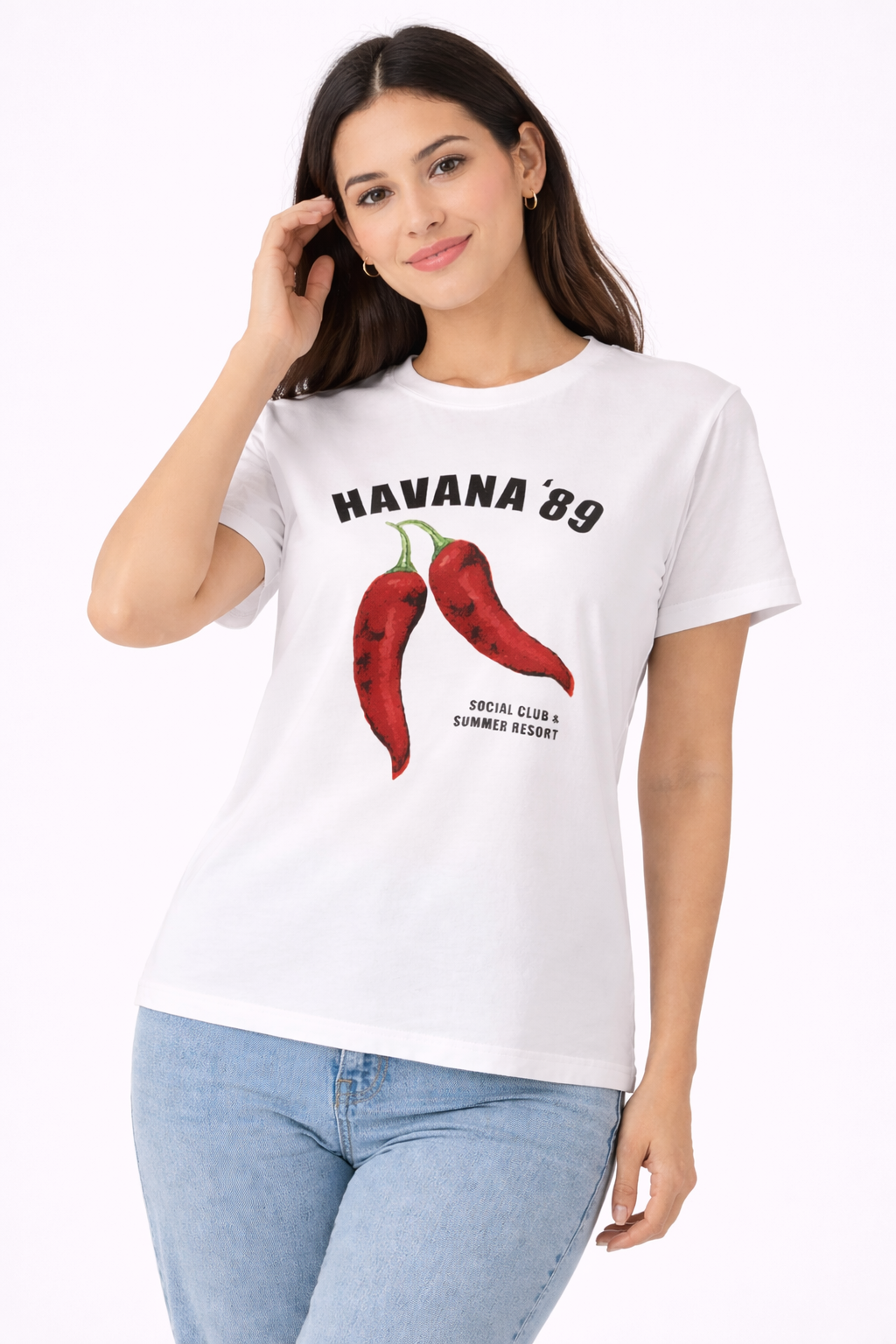 Women’s White “Havana ’89” Graphic T-Shirt – Resort Inspired Casual Top