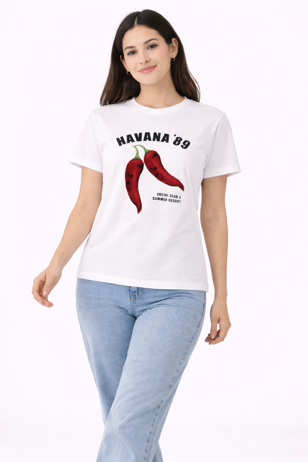 Women’s White “Havana ’89” Graphic T-Shirt – Resort Inspired Casual Top