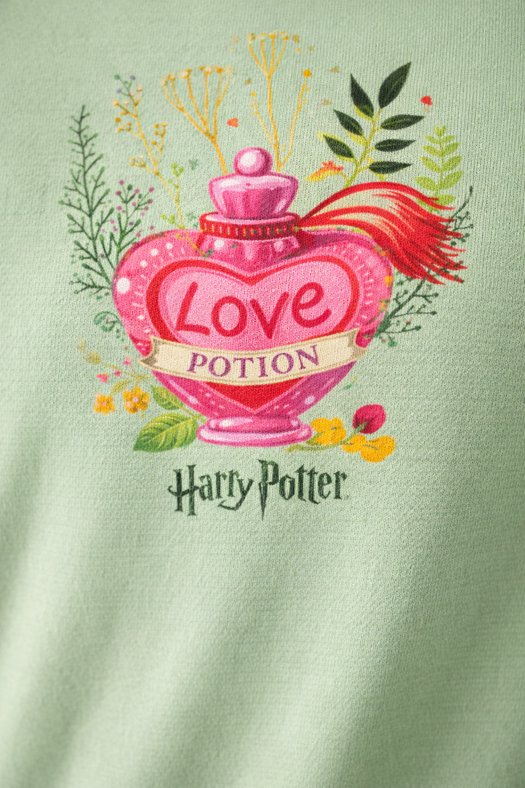 Women’s Light Green “Love Potion” Graphic T-Shirt – Harry Potter Inspired Casual Top