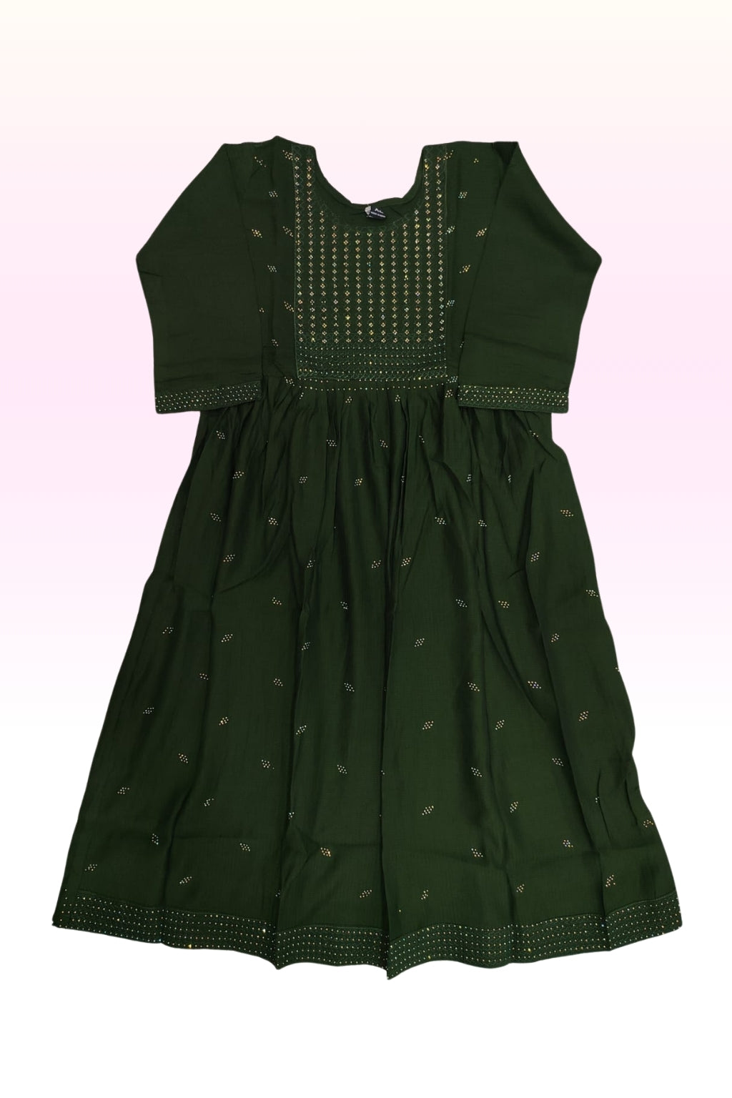 Emerald Green Embroidered Anarkali Maxi Dress – Elegant Festive & Traditional Wear for Women