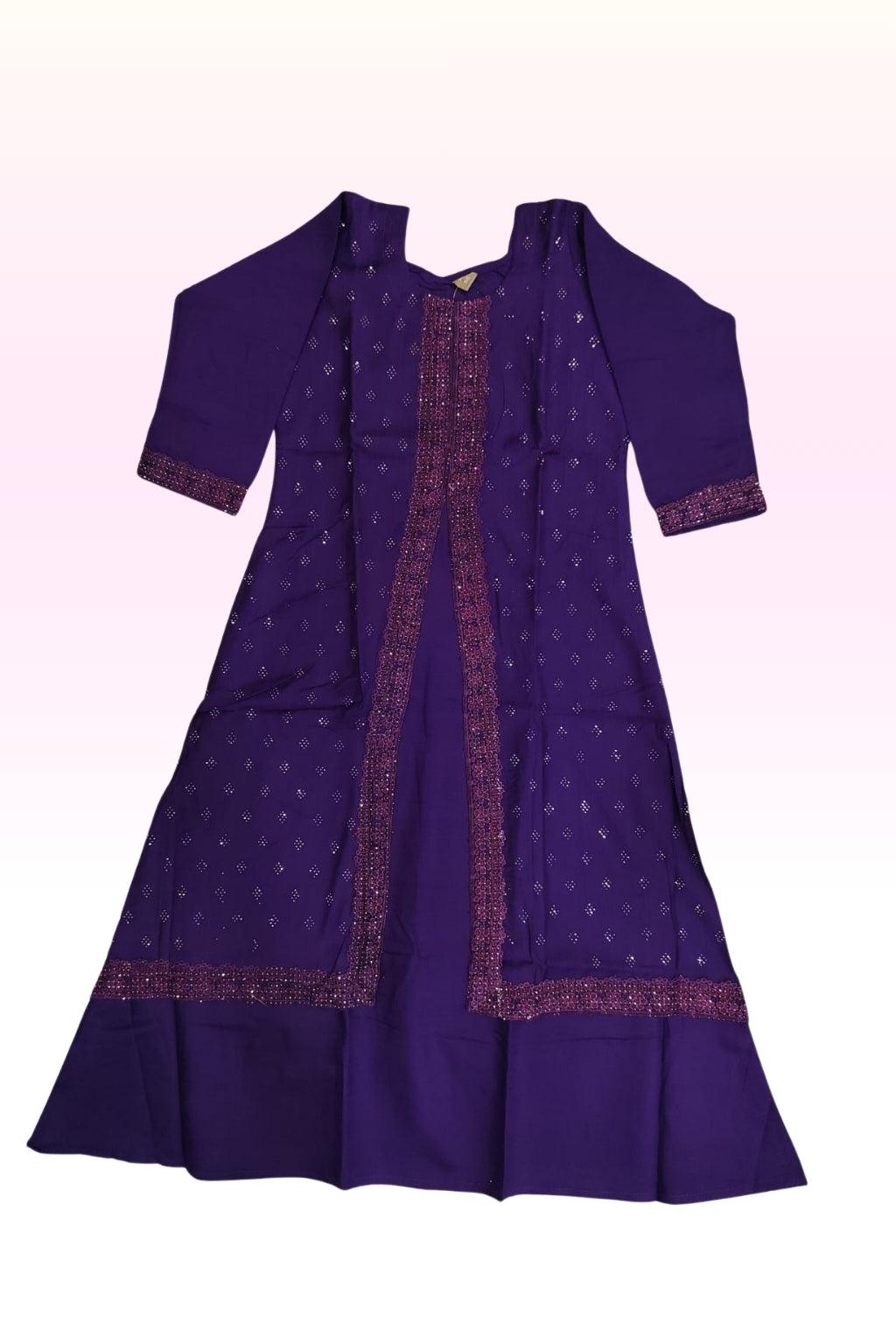 Royal Purple Embellished Layered Anarkali Gown – Festive & Party Wear Ethnic Dress for Women