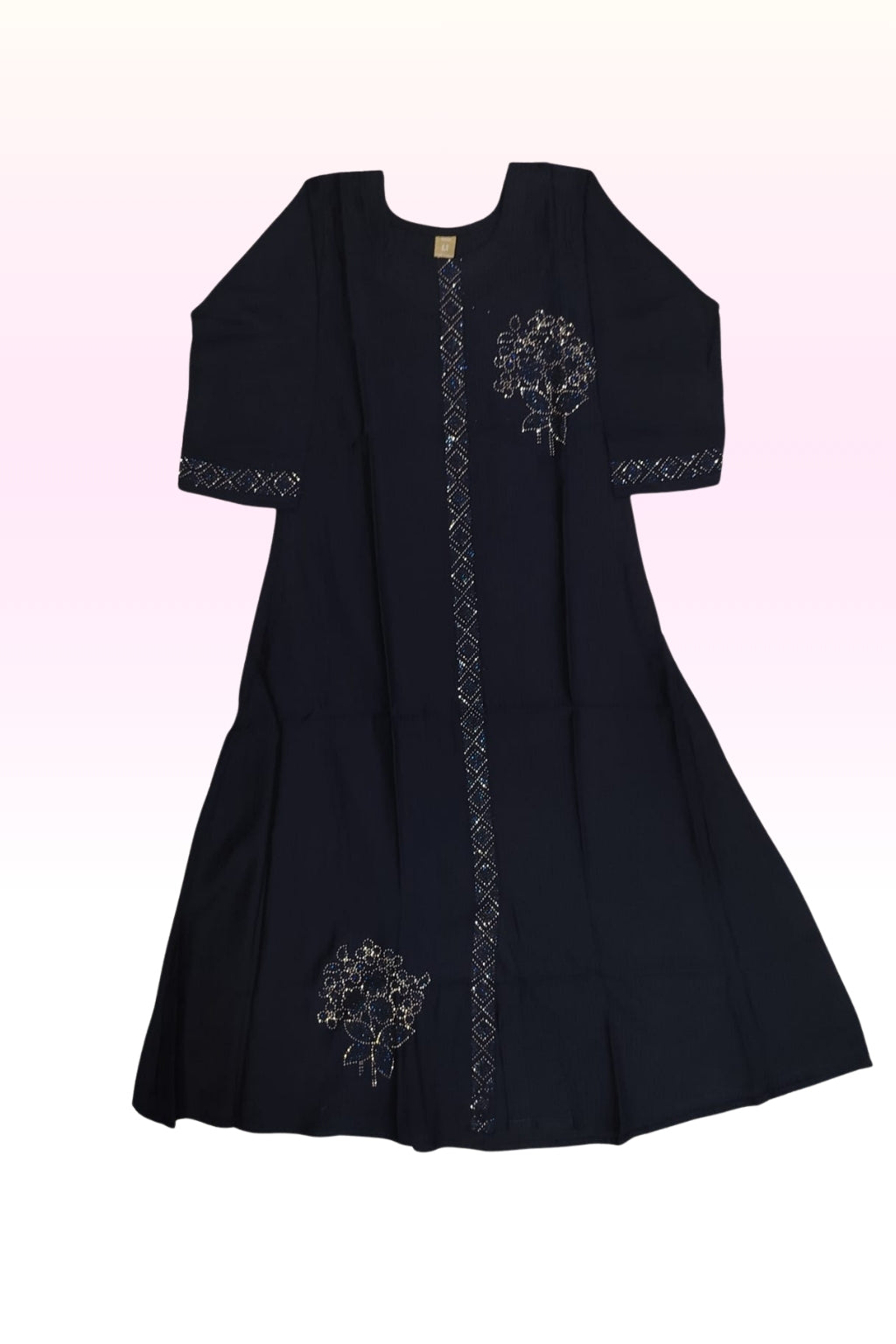 Navy Blue Embellished Anarkali Maxi Dress – Elegant Festive & Party Wear Ethnic Gown for Women