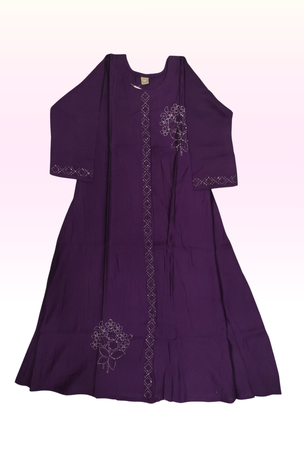 Deep Plum Embellished Anarkali Maxi Dress – Elegant Festive & Party Wear Ethnic Gown for Women