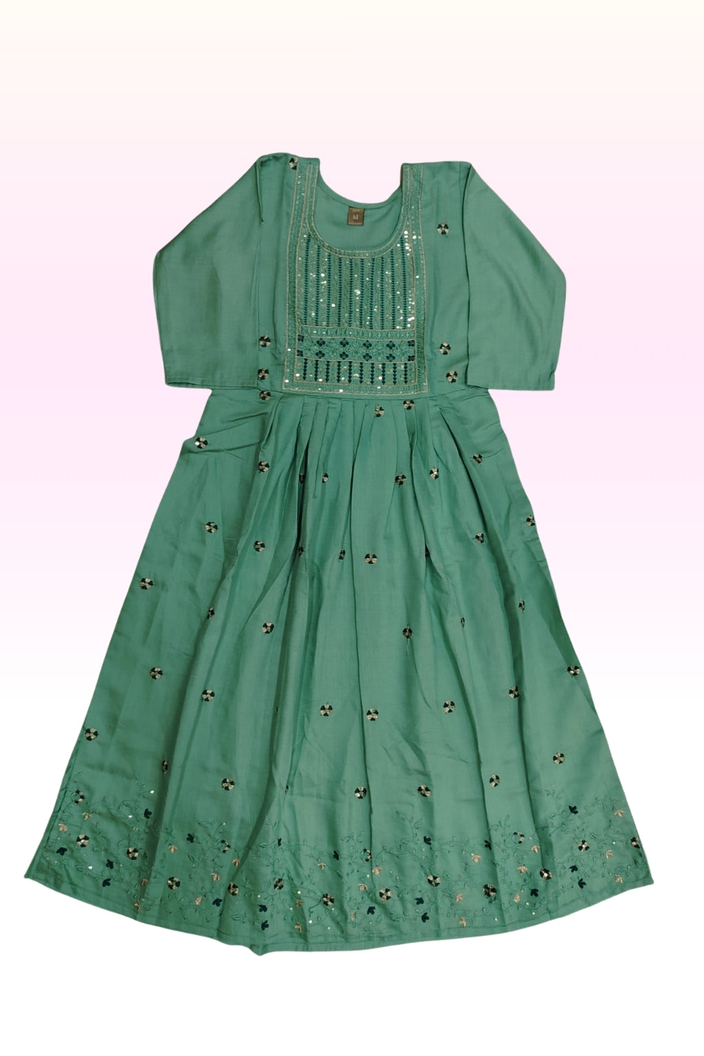 Mint Green Embroidered Anarkali Dress – Elegant Festive & Party Wear for Women